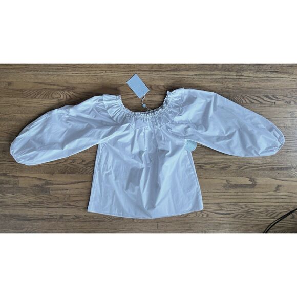 NWT  HILL HOUSE White The Lena Cotton Blouse Top Shirt  Women's Size Large - Picture 4 of 14
